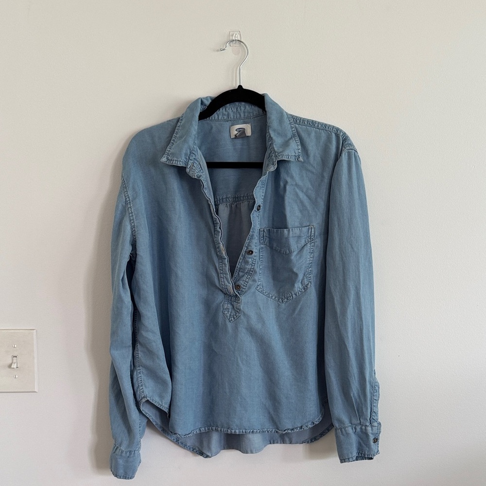old navy chambray popover top